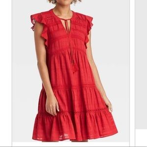 Knox Rose flutter sleeve red dress, size small